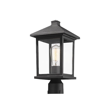 Z-Lite Portland 1 Light Post Mount Light, Black & Clear Beveled 531PHMR-BK